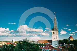 Tallinn, Estonia, Europe. Old Town Cityscape In Sunny Summer Evening. Popular Place With Famous Landmarks. City Centre