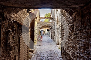 Tallinn, Estonia - September 2022: St. Catherine`s passage in old town