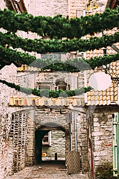 Tallinn, Estonia. St. Catherine`s Passage From St. Catherine`s Dominican Monastery. Historic Centre Old Town Of Tallinn