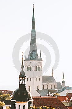 Tallinn Old Town view St Olaf`s Church photo