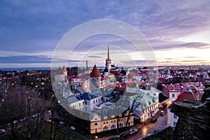 Tallinn sunrise landscapes of the old city in winter, Estonia