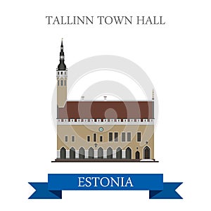 Tallinn Town Hall Estonia flat vector attraction sight landmark
