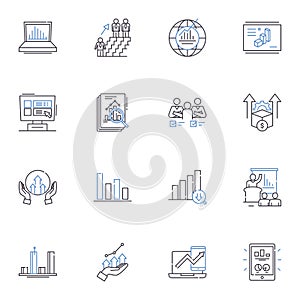 Tallying line icons collection. Counting, Summing, Tabulating, Calculating, Enumerating, Reckoning, Totaling vector and