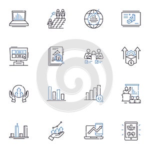 Tallying line icons collection. Counting, Summing, Tabulating, Calculating, Enumerating, Reckoning, Totaling vector and