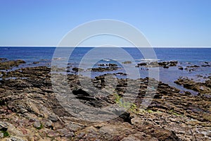 talmont coast access rocks beach entrance to ocean atlantic sea in vendee french