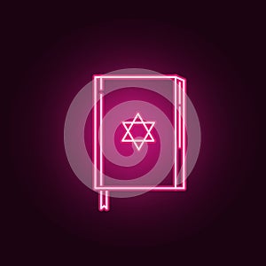 Talmud neon icon. Elements of Religion set. Simple icon for websites, web design, mobile app, info graphics