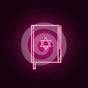 Talmud neon icon. Elements of Religion set. Simple icon for websites, web design, mobile app, info graphics photo