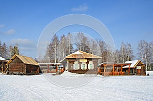 Taltsy, Irkutsk region, Russia, March, 02, 2017. Irkutsk architectural-ethnographic Museum `Taltsy`. `Talitsky ceramics` and `Hone