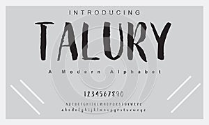 Talury font. Elegant alphabet letters font and number