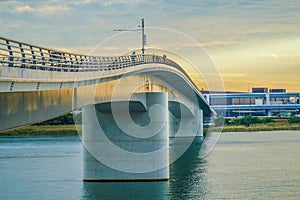 Tamagawa Sky Bridge and evening view