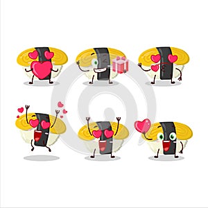 Tamago sushi cartoon character with love cute emoticon