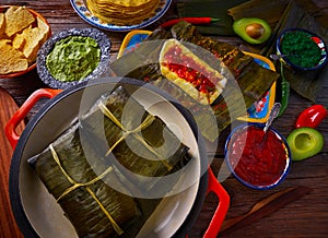 Tamale Mexican recipe with banana leaves