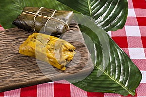 Tamale Typical Colombian Food Wrapped In Banana Leaves