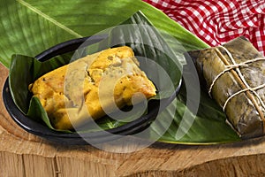 Tamale Typical Colombian Food Wrapped In Banana Leaves