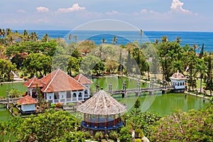 Taman Ujung water palace with pool and park in Bali