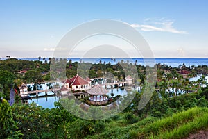 Taman Ujung water palace with pools and park in Bali photo