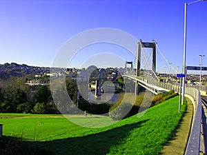 Tamar bridge on the borders of Devon and Cornwall uk