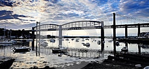 Tamar Bridge over the River Tamar between Devon and Cornwall uk