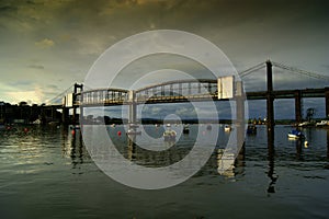 Tamar Bridge , River Tamar Cornwall Devon uk
