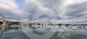 The Tamar Bridge and Royal Albert Bridge is two suspension bridge Saltash, Cornwall and Plymouth, Devon photo