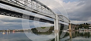 The Tamar Bridge and Royal Albert Bridge is two suspension bridge Saltash, Cornwall and Plymouth, Devon photo