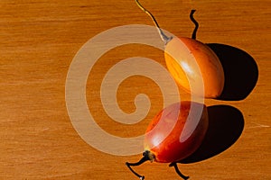 Tamarillho fruit with white background.