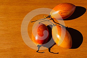 Tamarillho fruit with white background.