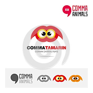 Tamarin animal concept icon set and modern brand identity logo template and app symbol based on comma sign