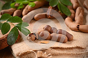 Tamarind fruit on the table