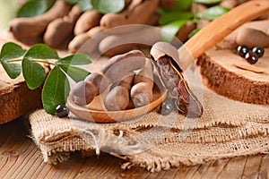 Tamarind fruit on the table