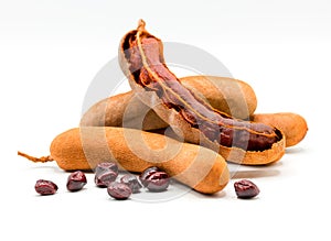 Tamarind isolated on a white background. Closeup photo