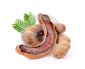 Tamarind with leaf isolated on white background