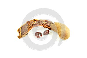 Tamarind with seeds on white background