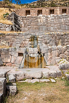 Tambomachay ruins in the peruvian Andes at Cuzco Peru