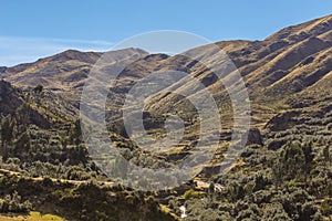 Tambomachay valley peruvian Andes Cuzco Peru