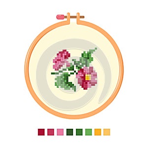 Tambour floral embroidery. Cross stitch flower