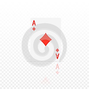 Tambourine ace. Ace design cazino game element with transparent reflection. Poker or blackjack realistic card. Vector