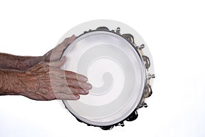 Tambourine Hands Isolated on White