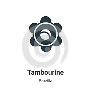 Tambourine vector icon on white background. Flat vector tambourine icon symbol sign from modern brazilia collection for mobile photo