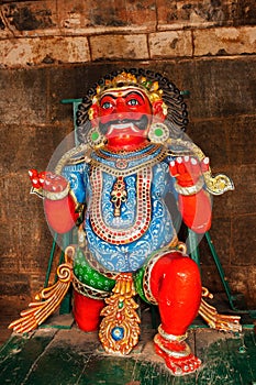 Tamil Hindu deity wood statue in Brihadishwarar Temple, Thanjavur