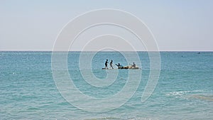 Tamilnadu fishermen getting their wooden boat or catamaran for fishing in Bay of Bengal