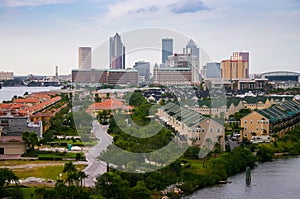 Tampa city skyline, panoramic view on modern skyscrapers