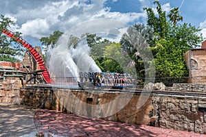 TAMPA, FLORIDA - MAY 05, 2015: Attractions in Busch Gardens Tampa Bay. Florida. Water Splash.