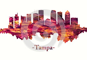 Tampa Florida skyline in red photo