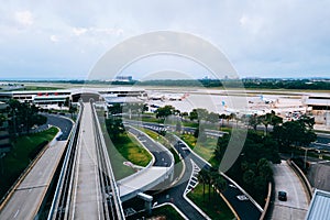 Tampa TPA airport terminal train system in Florida