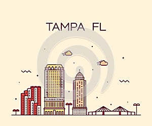 Tampa skyline Hillsborough Florida USA city vector