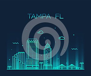 Tampa skyline Hillsborough Florida USA city vector