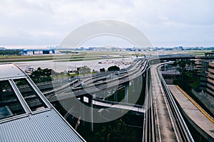 Tampa TPA airport terminal train system in Florida
