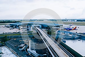 Tampa TPA airport terminal train system in Florida