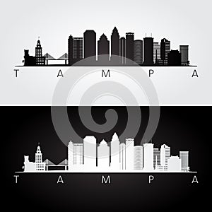 Tampa USA skyline and landmarks silhouette